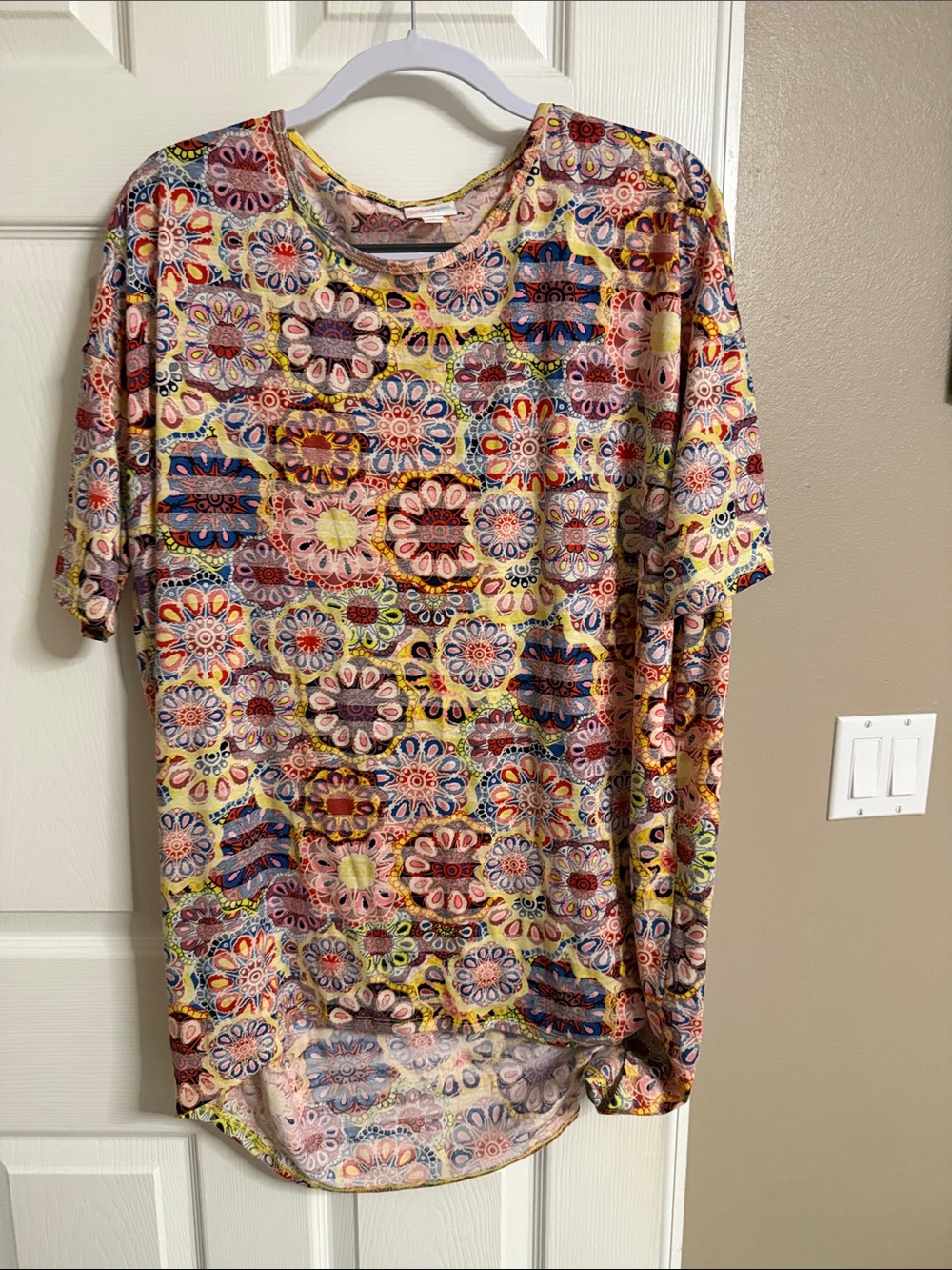LuLaRoe Multicolor Floral Medallion Short Sleeve Top